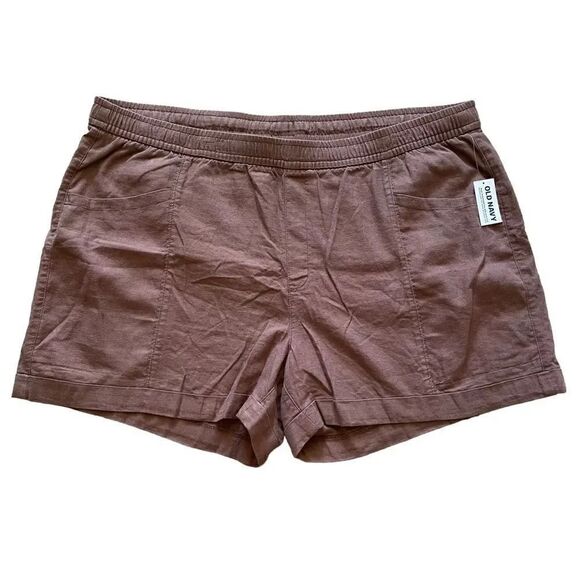 Old Navy High-Waisted Linen-Blend Shorts for Women Palm Dessert Sz XL - Picture 3 of 10